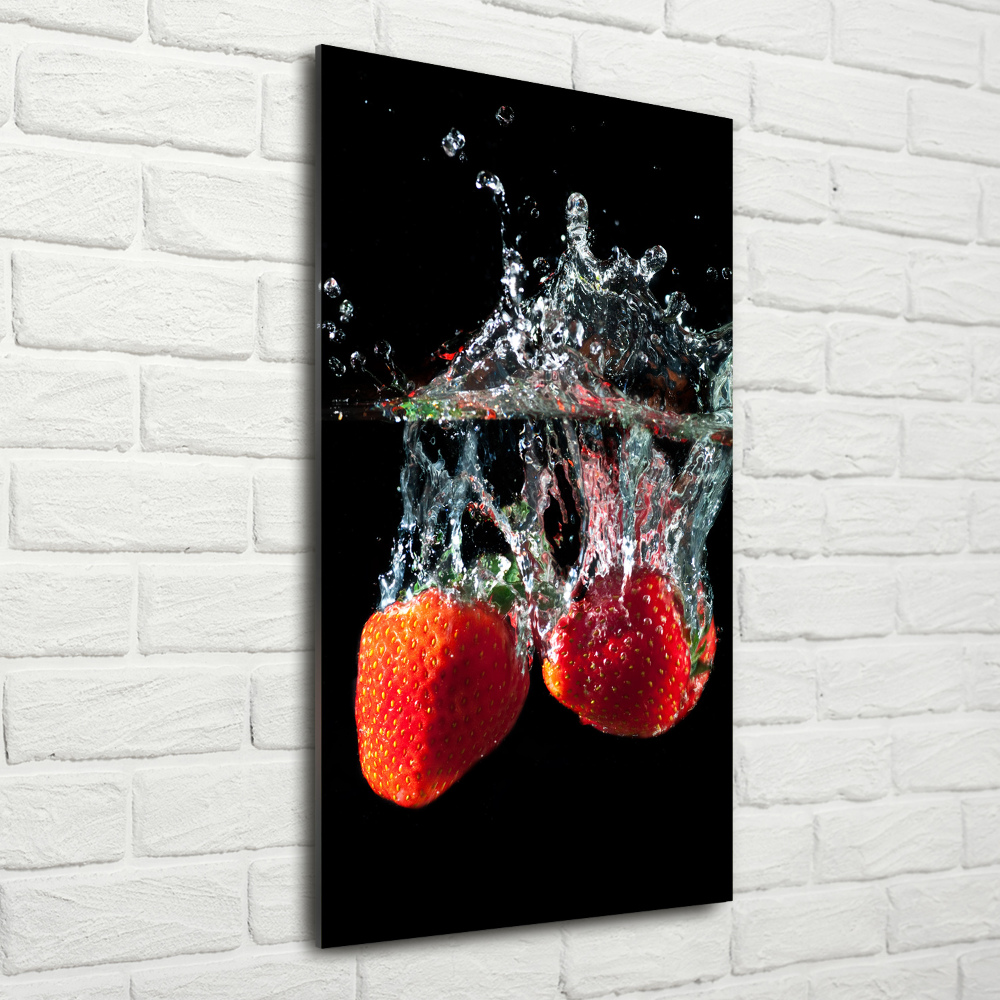 Tableau sur verre Fraises sous l'eau