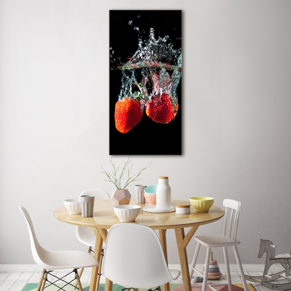 Tableau sur verre Fraises sous l'eau