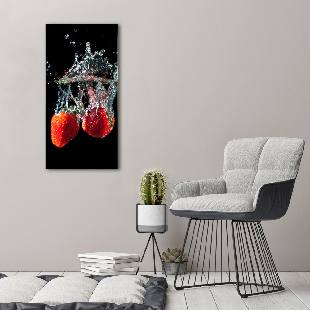 Tableau sur verre Fraises sous l'eau