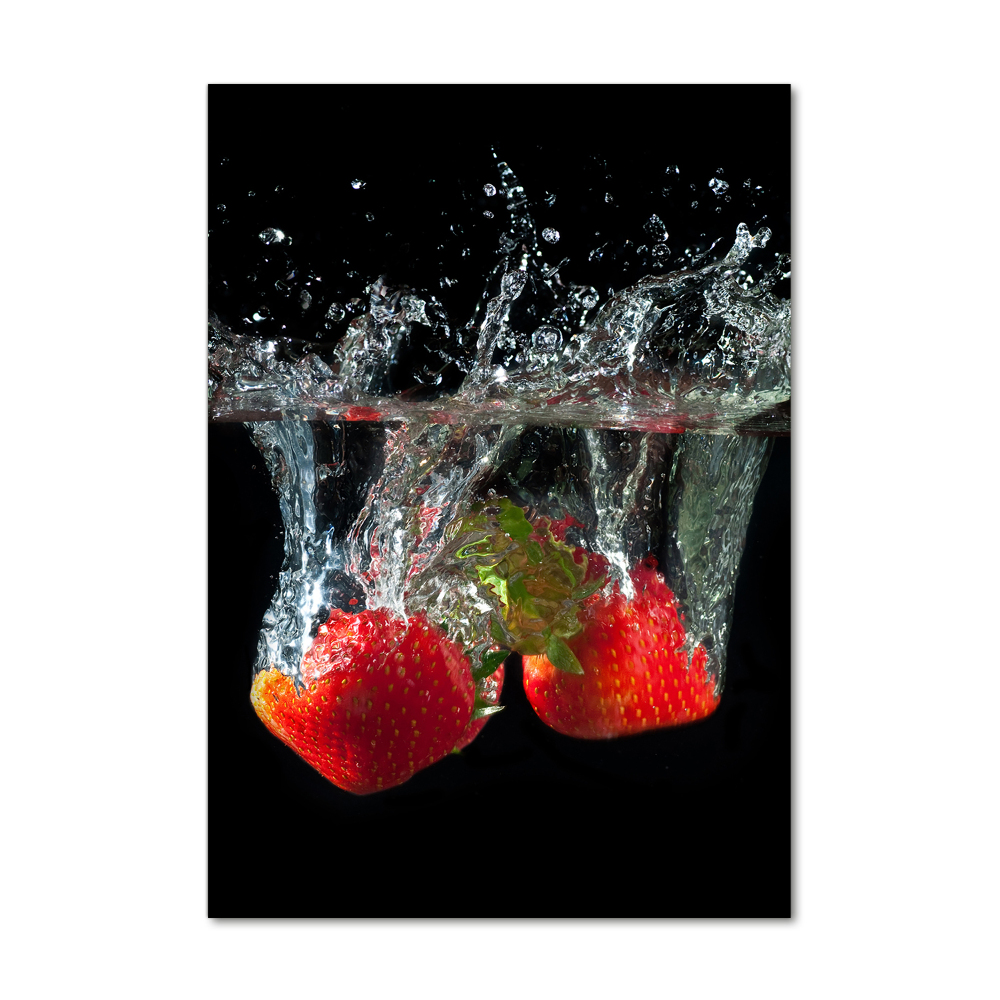 Tableau sur verre Fraises sous l'eau