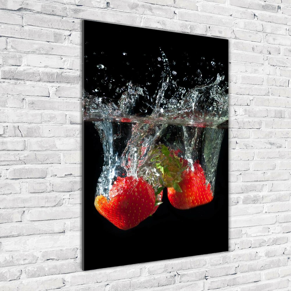 Tableau sur verre Fraises sous l'eau