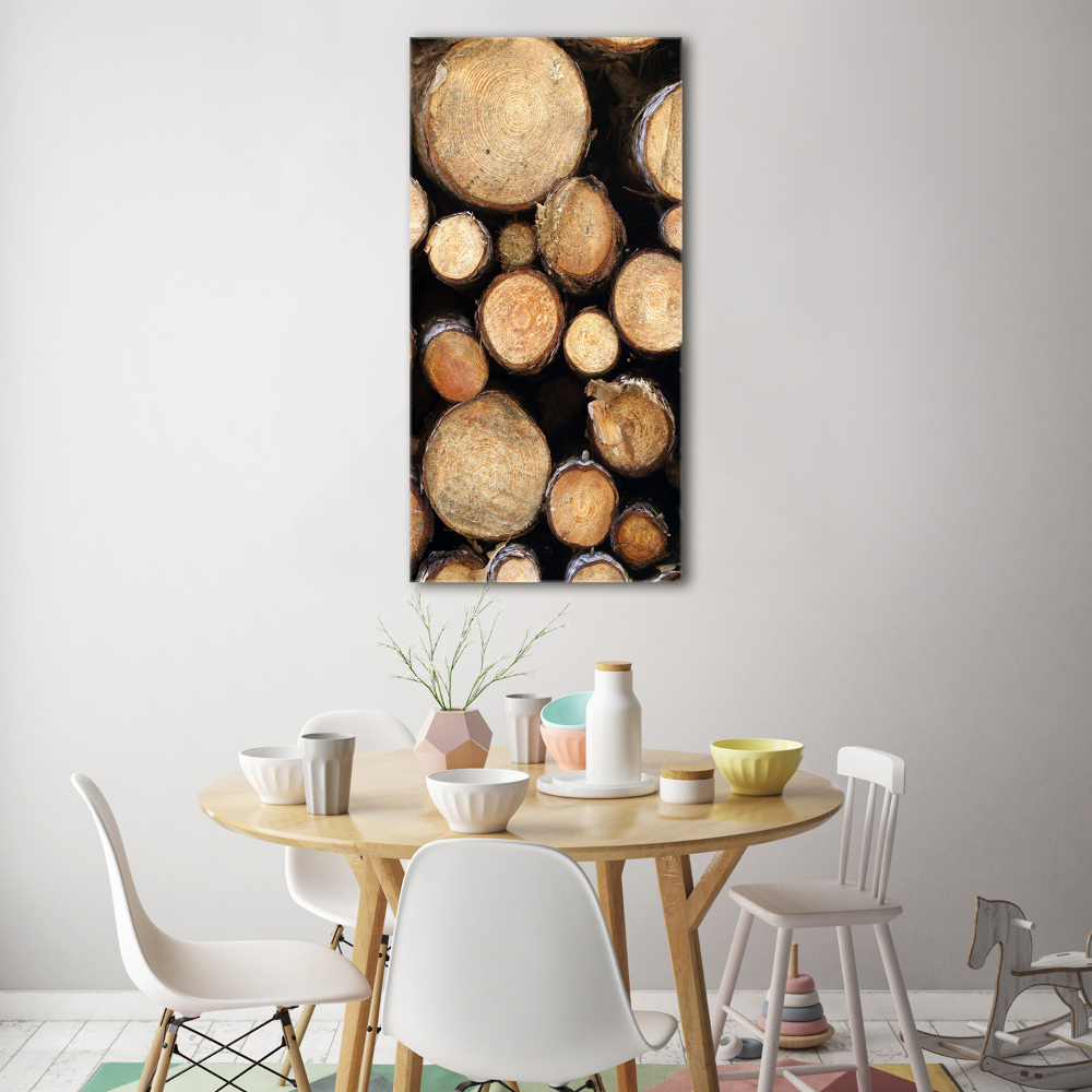 Tableau sur verre Rondins de bois