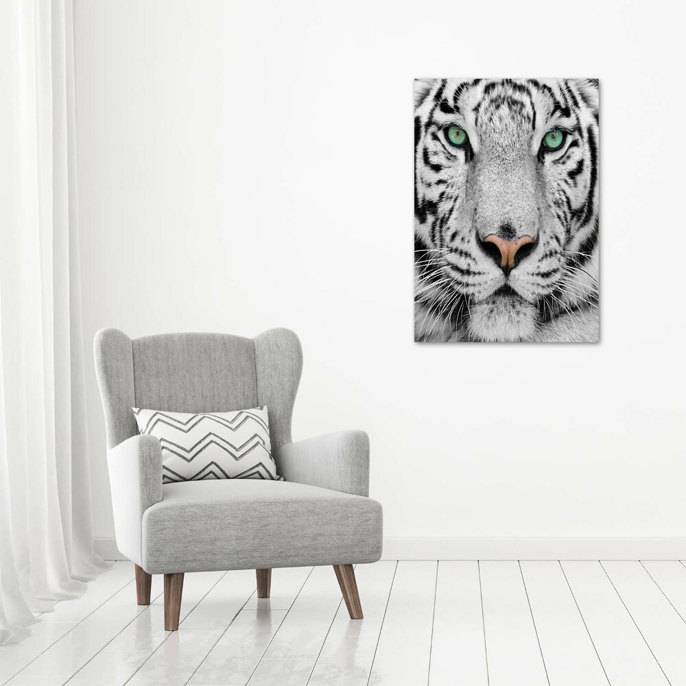 Tableau photo sur verre Tigre blanc