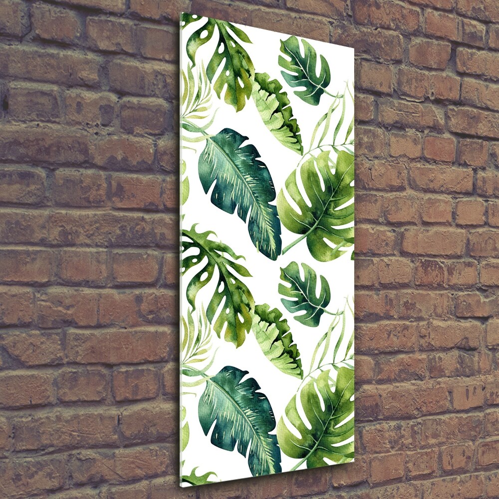 Tableau photo sur verre Feuilles tropicales peinte