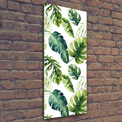 Tableau photo sur verre Feuilles tropicales peinte