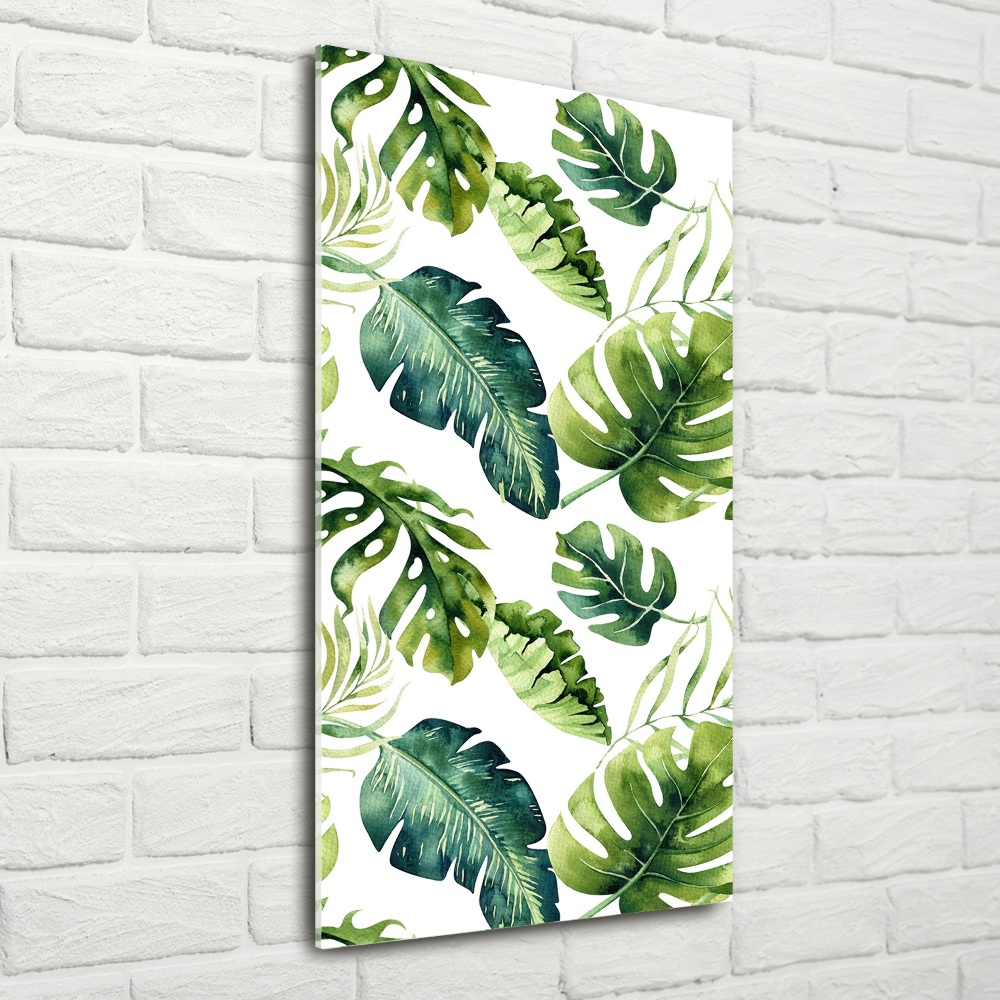 Tableau photo sur verre Feuilles tropicales peinte