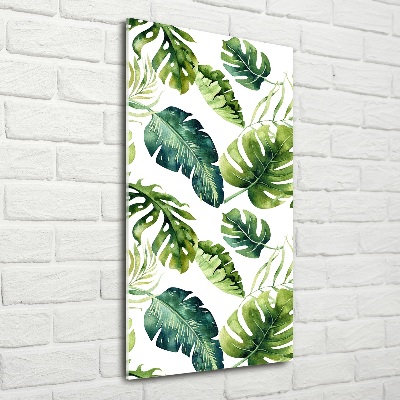 Tableau photo sur verre Feuilles tropicales peinte