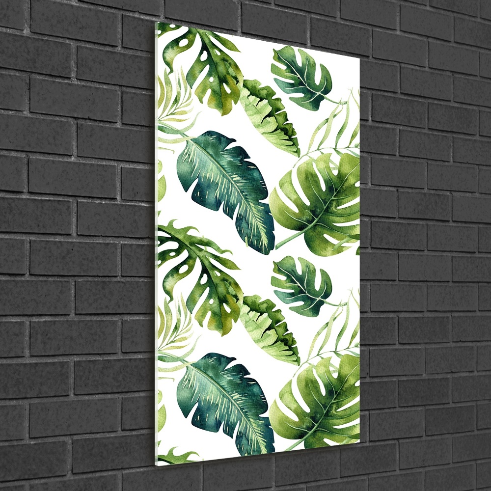 Tableau photo sur verre Feuilles tropicales peinte