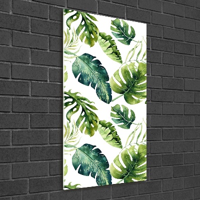 Tableau photo sur verre Feuilles tropicales peinte