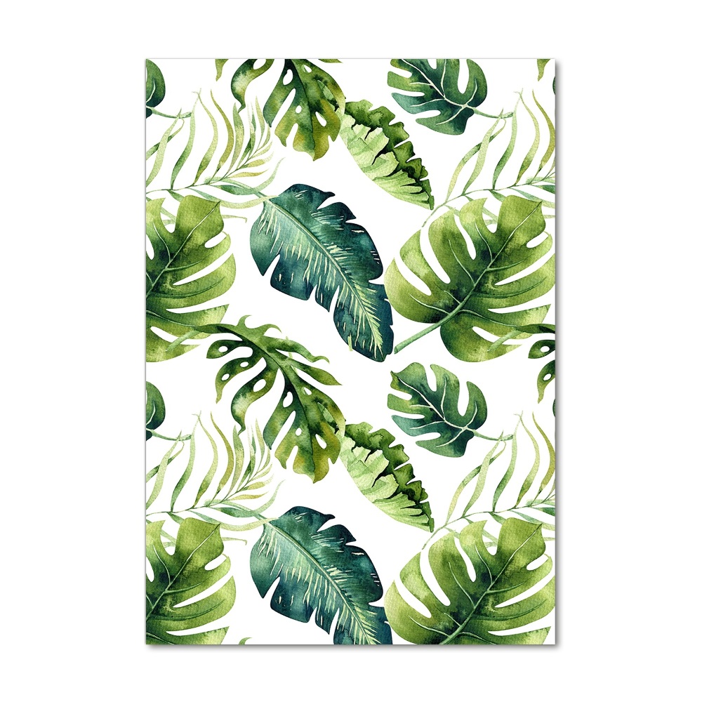 Tableau photo sur verre Feuilles tropicales peinte