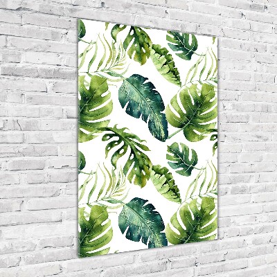 Tableau photo sur verre Feuilles tropicales peinte