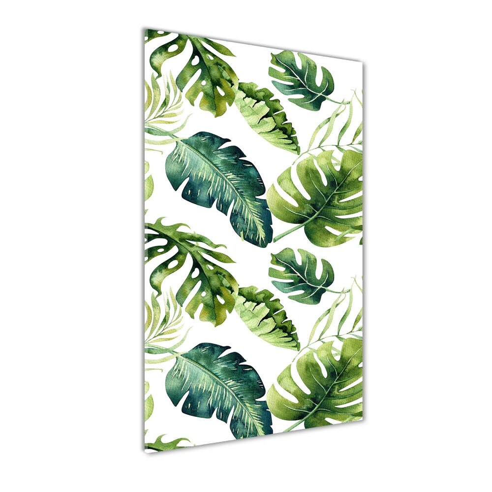 Tableau photo sur verre Feuilles tropicales peinte