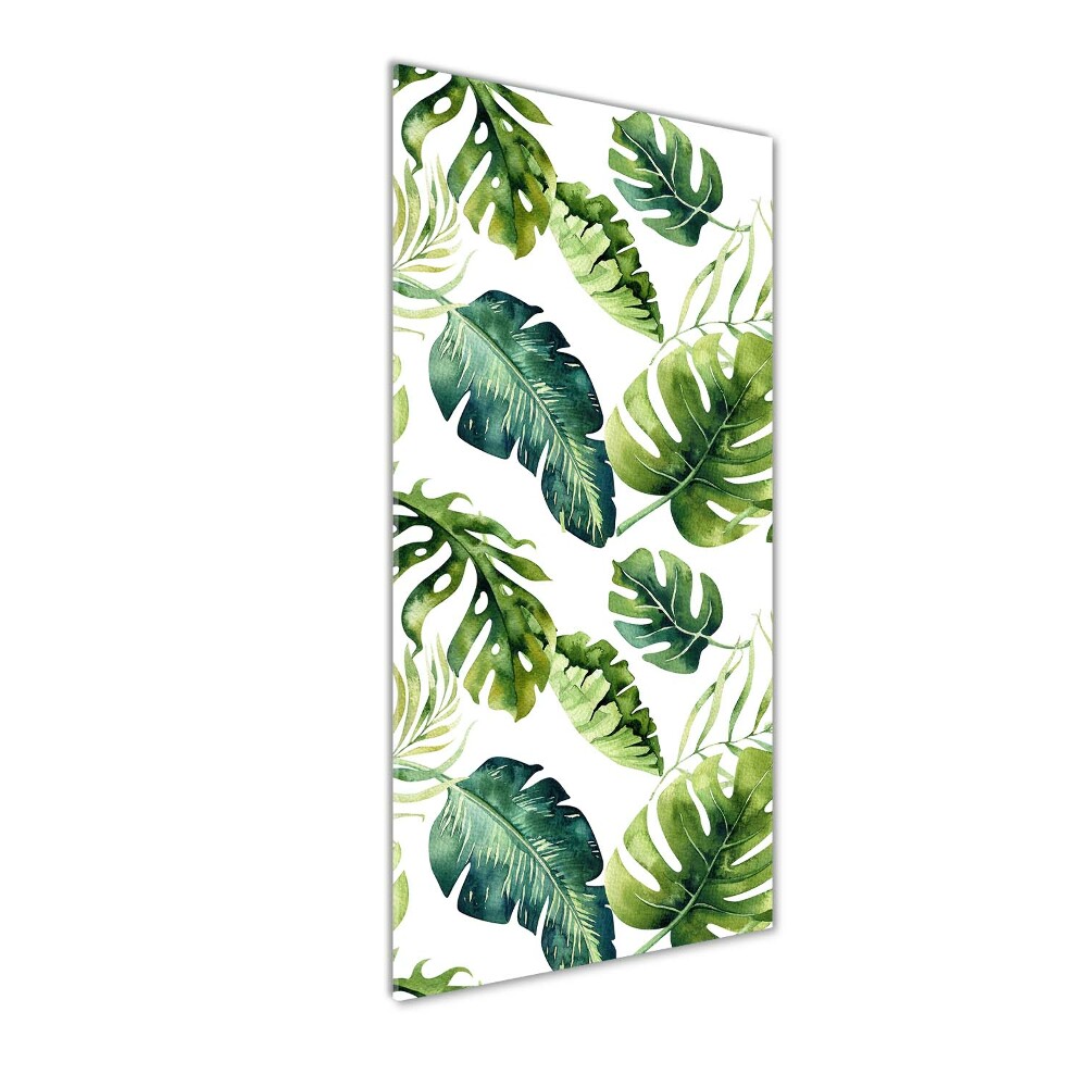 Tableau photo sur verre Feuilles tropicales peinte