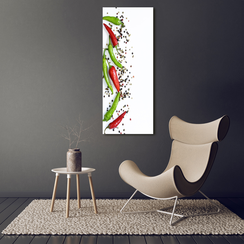 Tableau sur verre Piments chilli