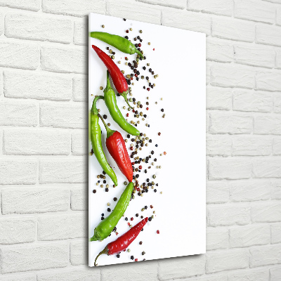 Tableau sur verre Piments chilli