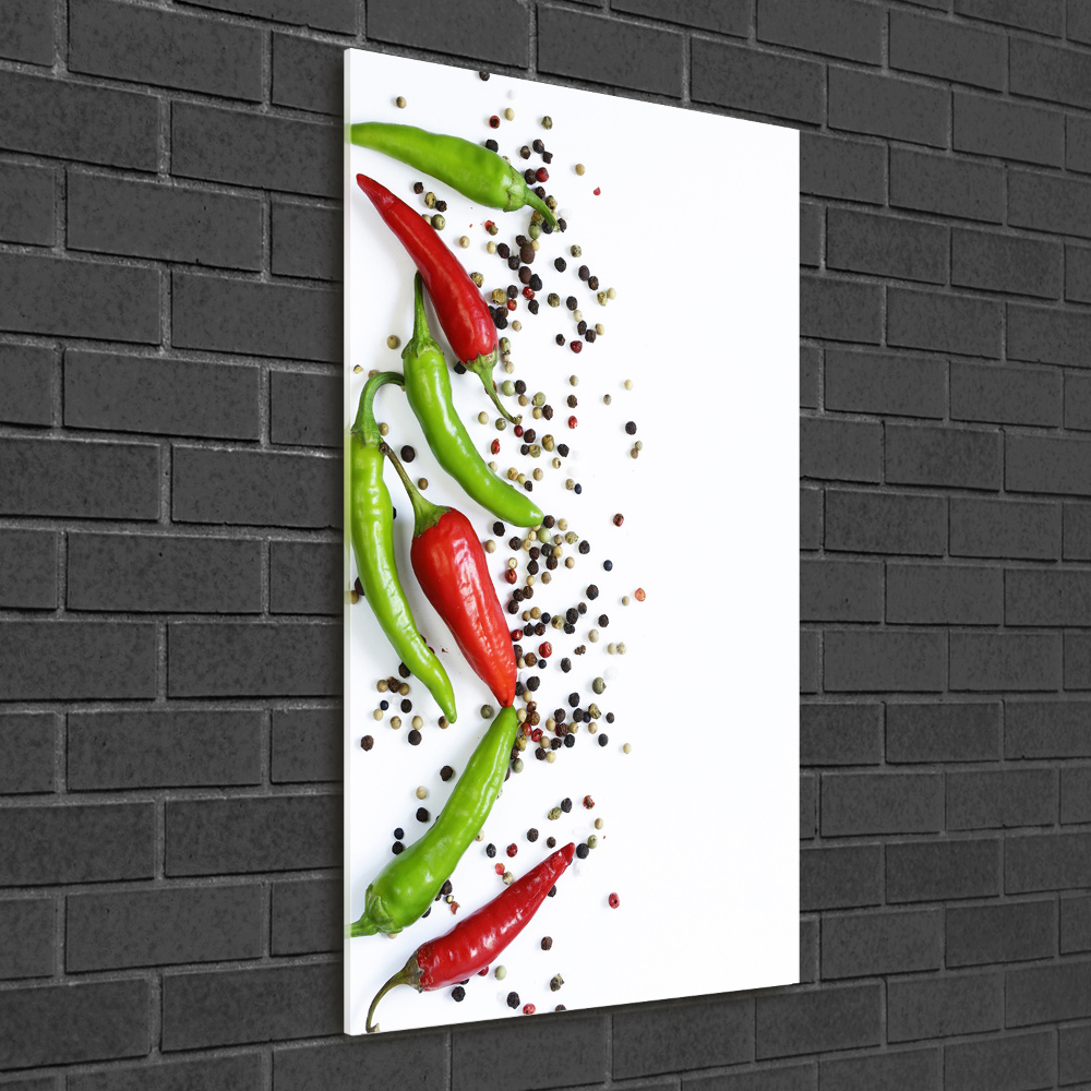 Tableau sur verre Piments chilli