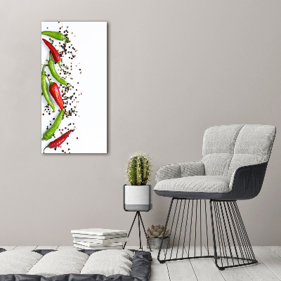 Tableau sur verre Piments chilli