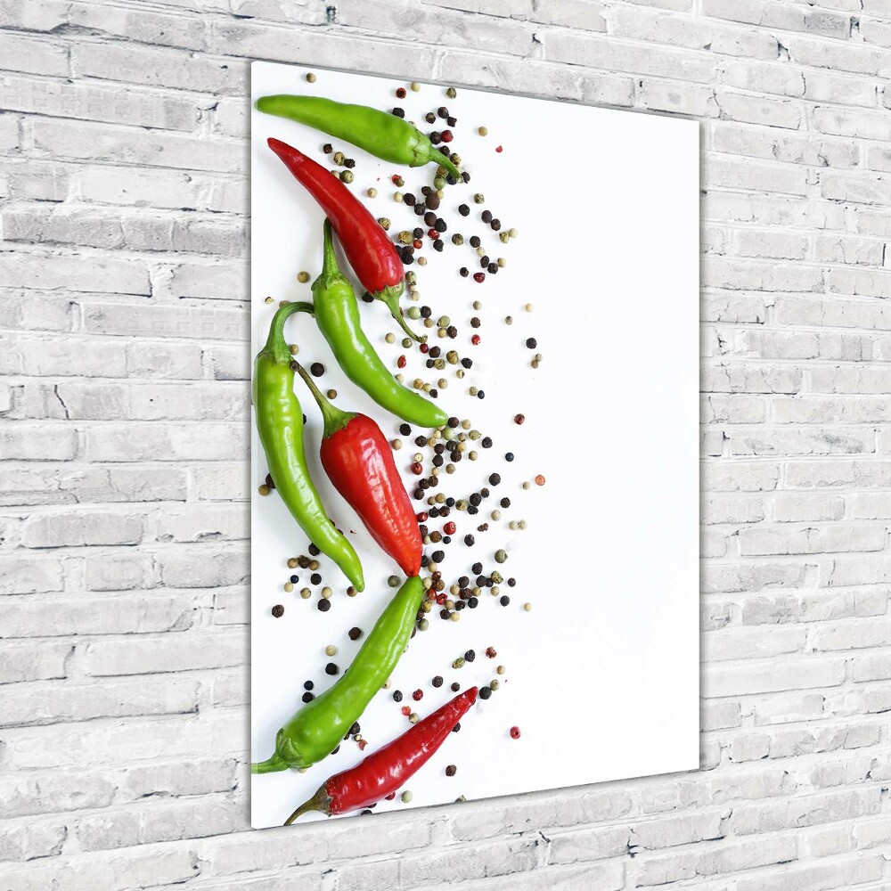 Tableau sur verre Piments chilli