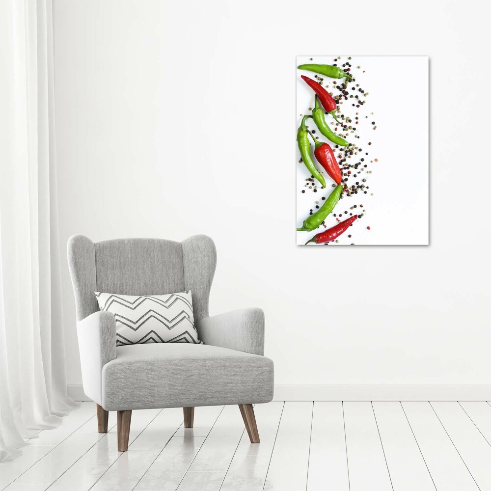 Tableau sur verre Piments chilli