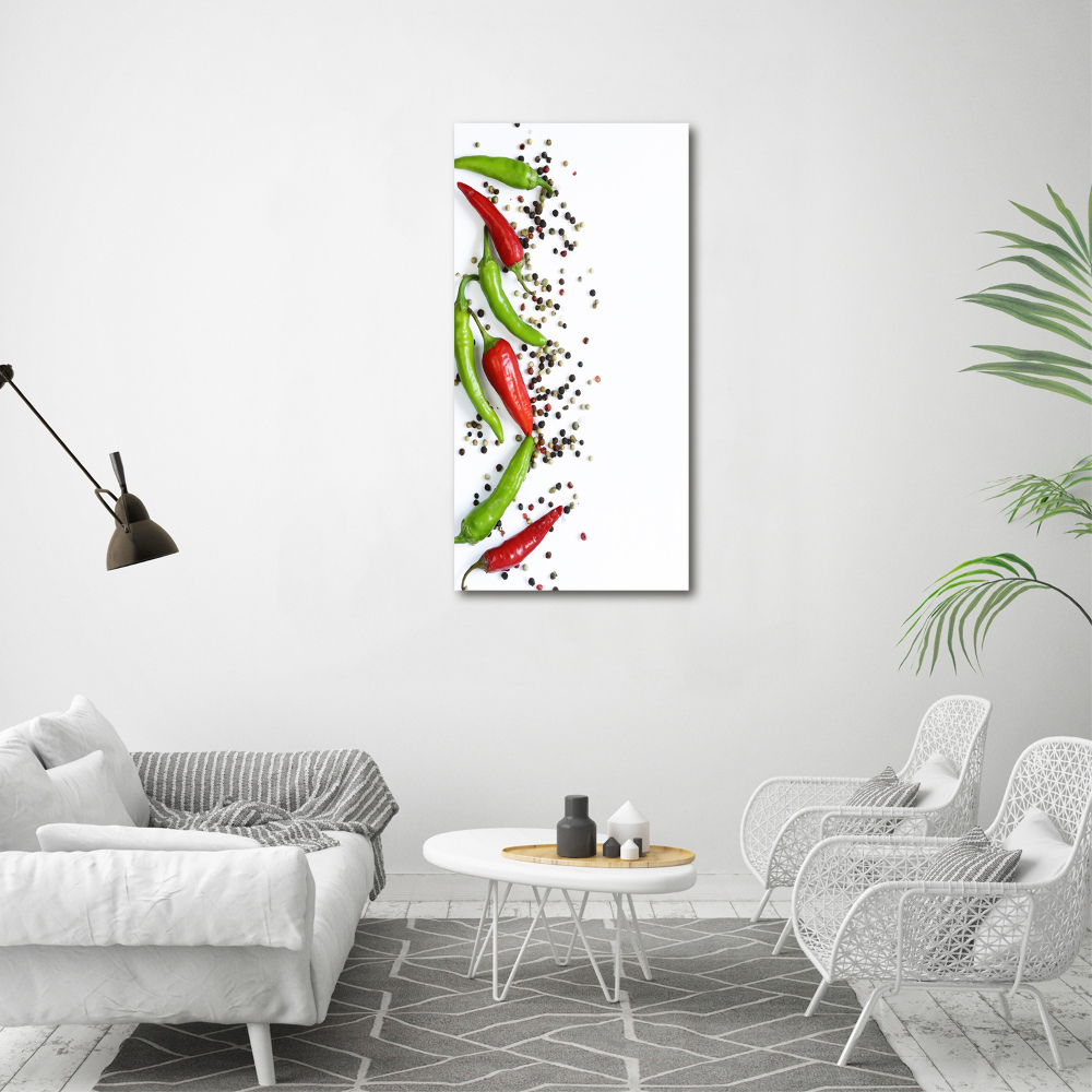 Tableau sur verre Piments chilli