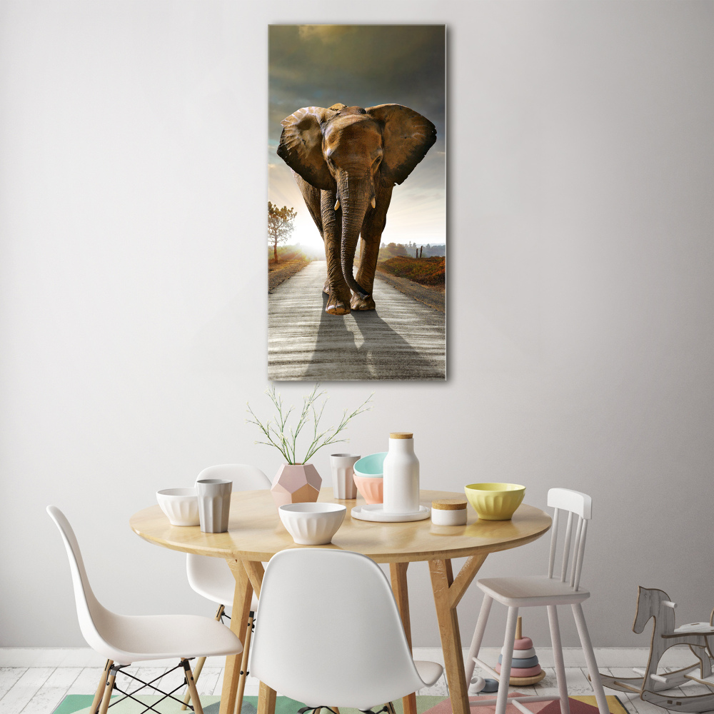 Tableau en verre Éléphant en marche