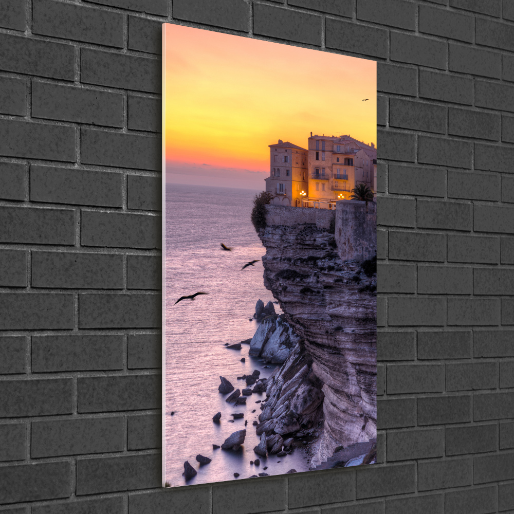 Tableau photo sur verre Maisons sur la falaise