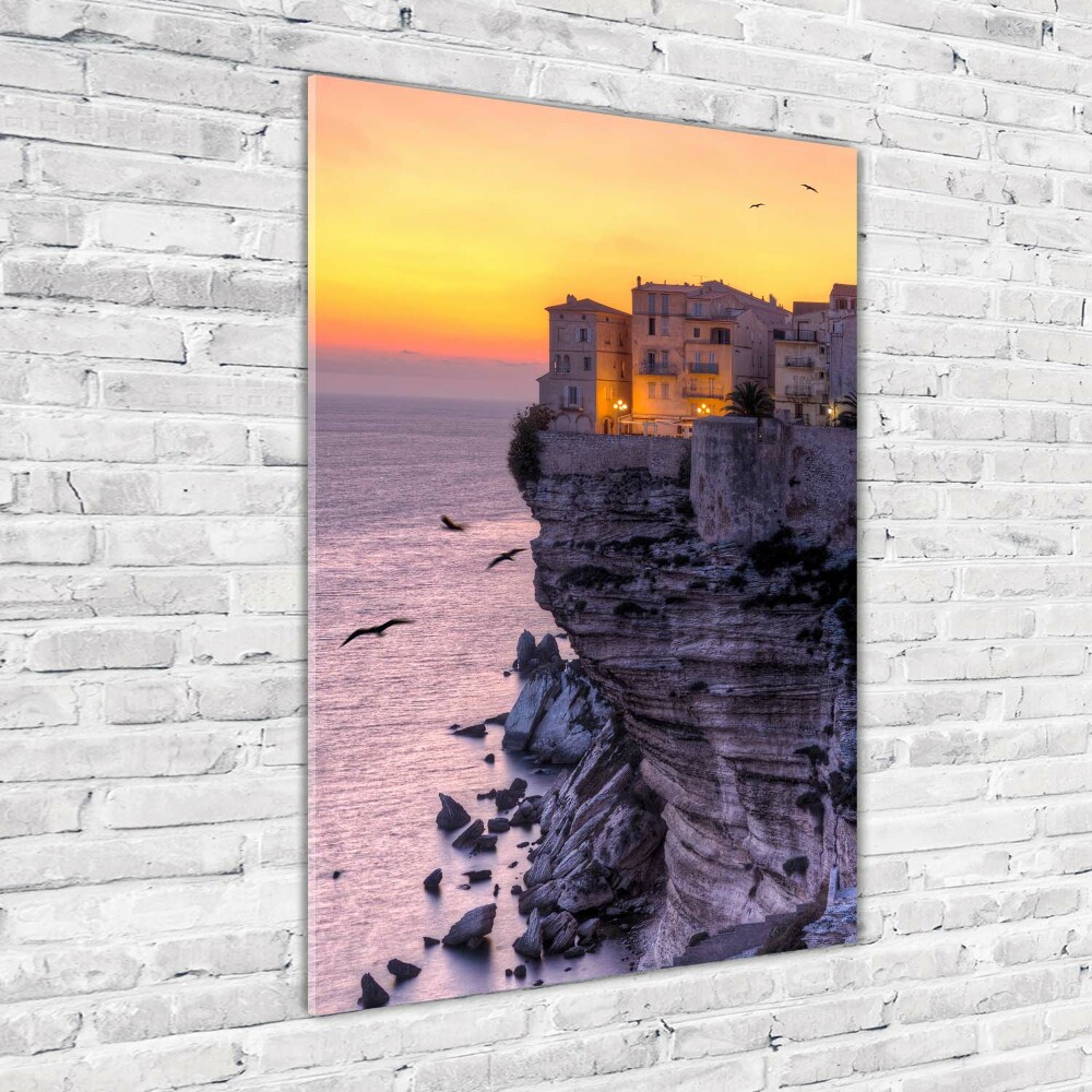 Tableau photo sur verre Maisons sur la falaise