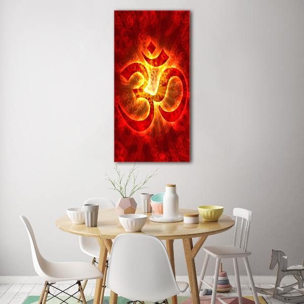 Tableau verre imprimé Panneau om en feu
