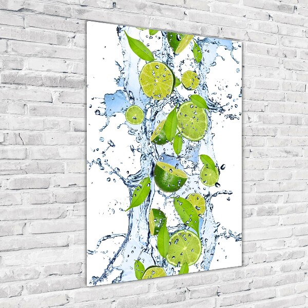 Tableau verre imprimé Citron vert et eau
