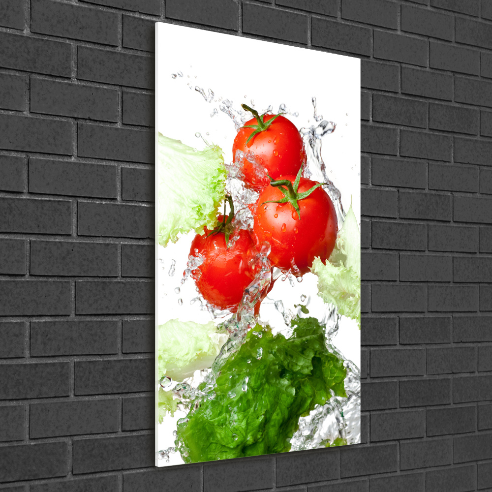 Tableau photo sur verre Tomates et laitue