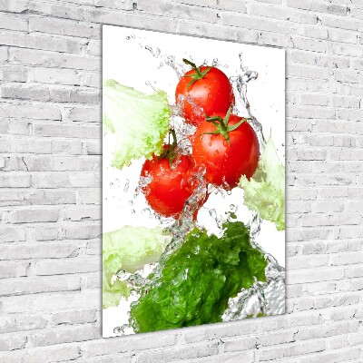 Tableau photo sur verre Tomates et laitue