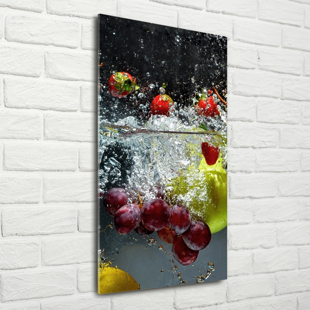 Tableau imprimé sur verre Fruits sous l'eau