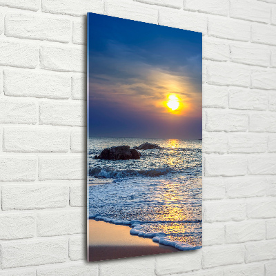 Tableau imprimé sur verre Plage au coucher du soleil