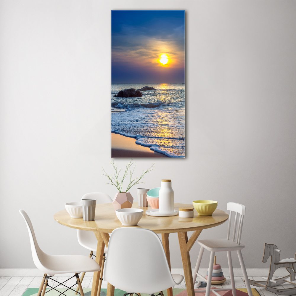 Tableau imprimé sur verre Plage au coucher du soleil