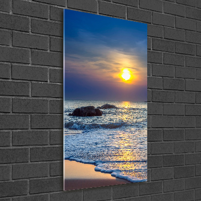 Tableau imprimé sur verre Plage au coucher du soleil