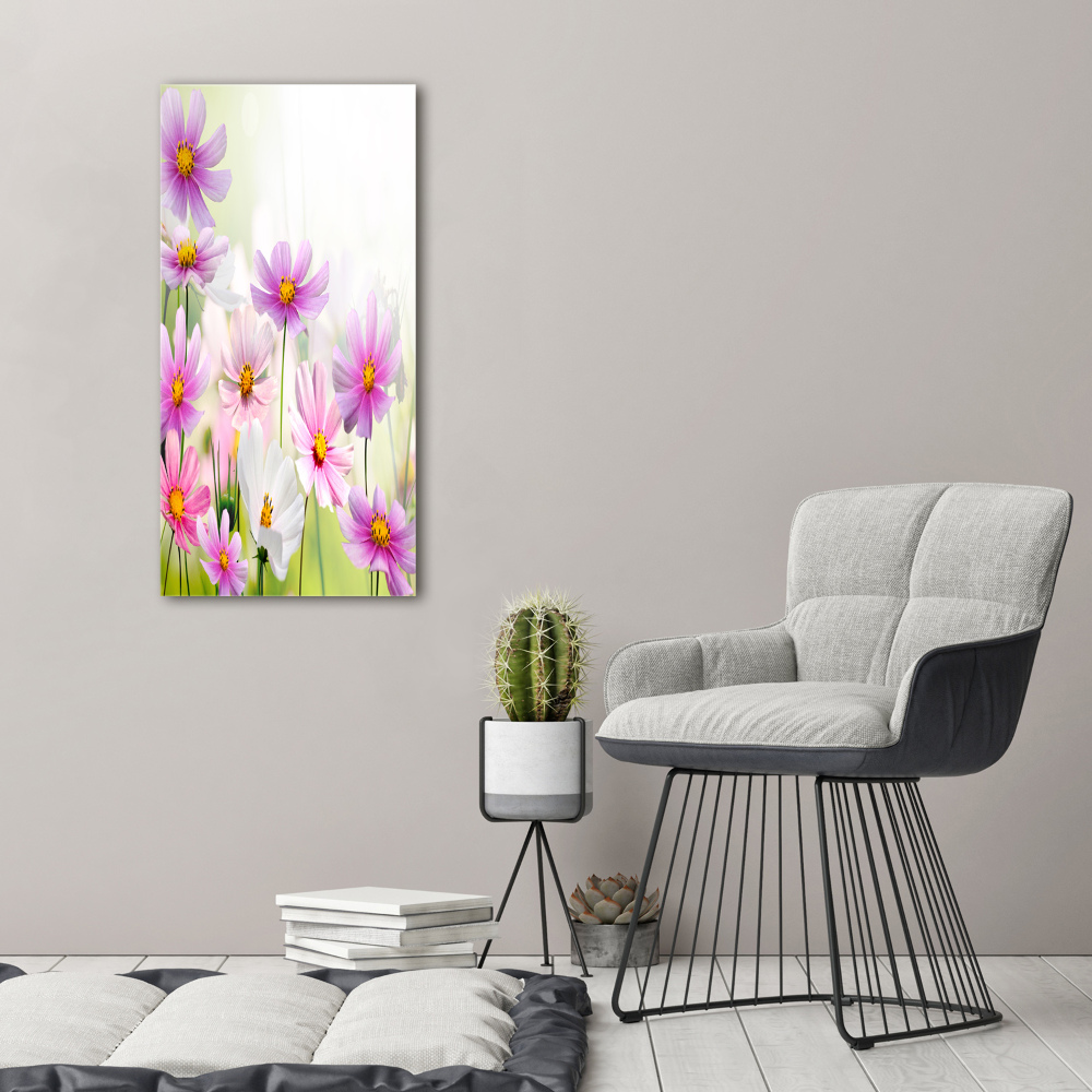 Tableau photo sur verre Fleurs des champs roses