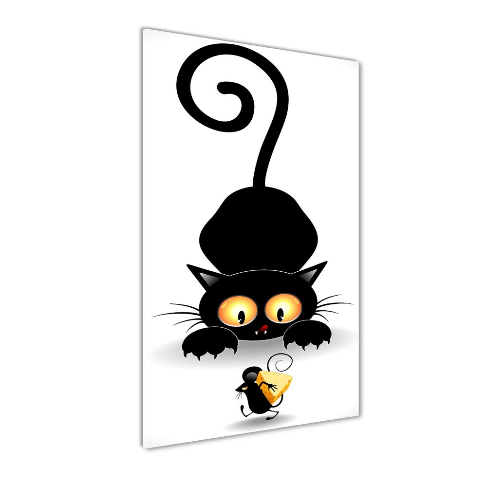 Tableau sur verre Chat et souris