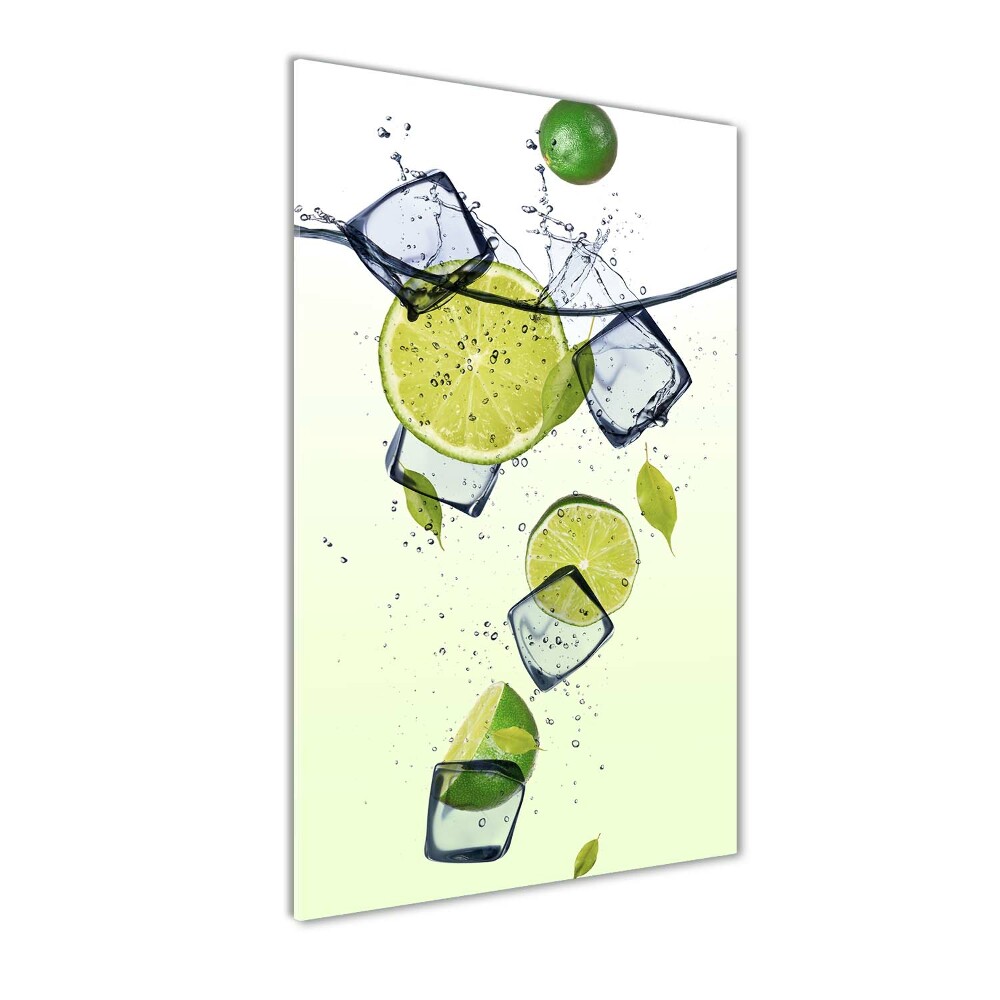 Tableau verre imprimé Citrons verts et glace