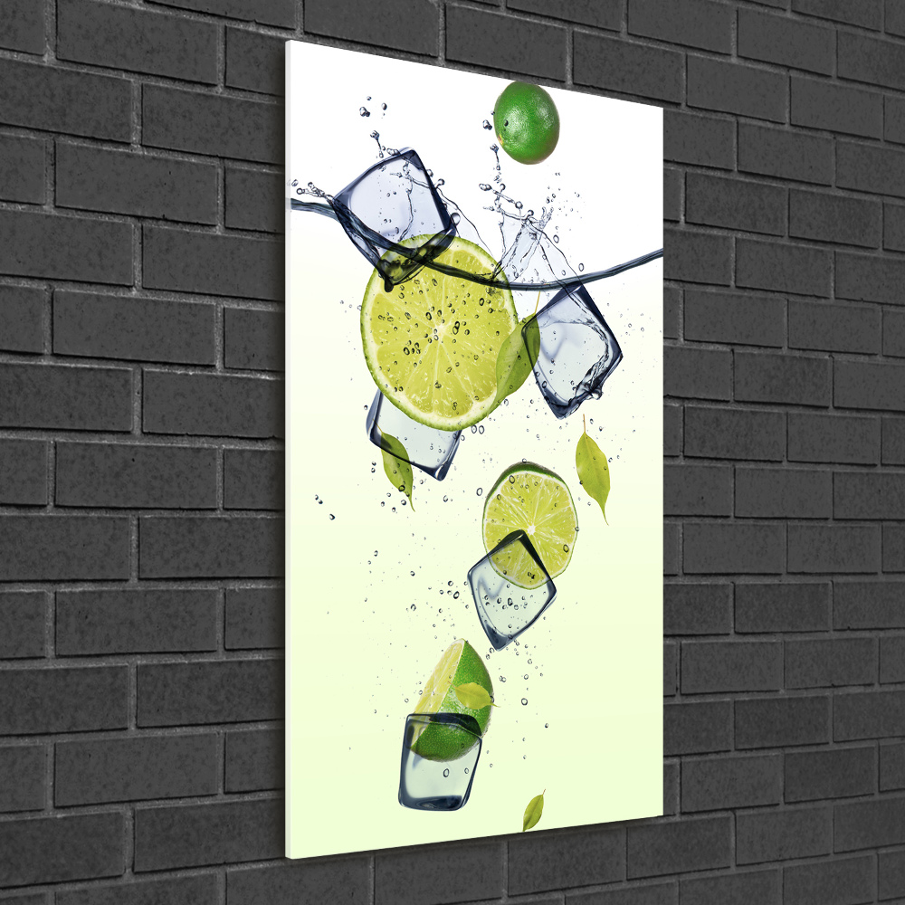 Tableau verre imprimé Citrons verts et glace