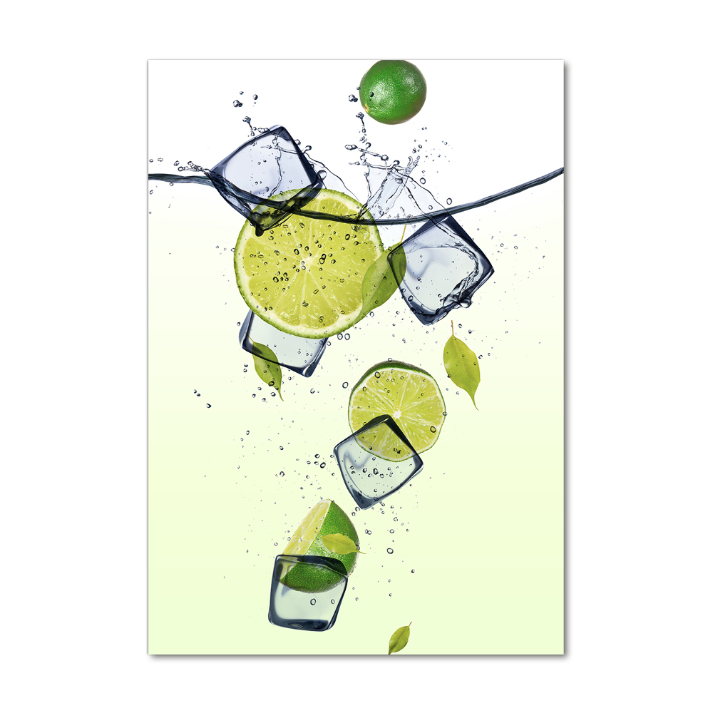 Tableau verre imprimé Citrons verts et glace