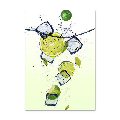 Tableau verre imprimé Citrons verts et glace