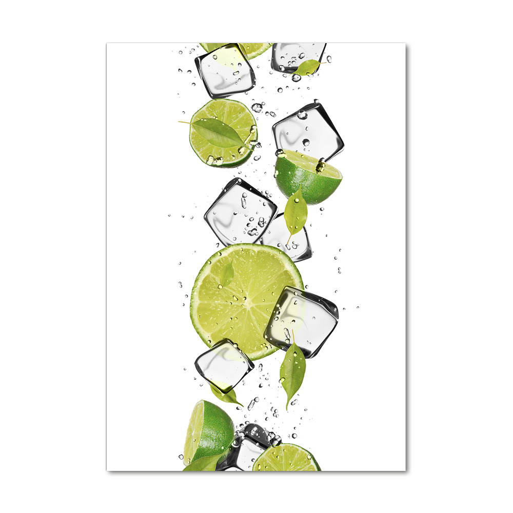 Tableau en verre Citron vert et glace