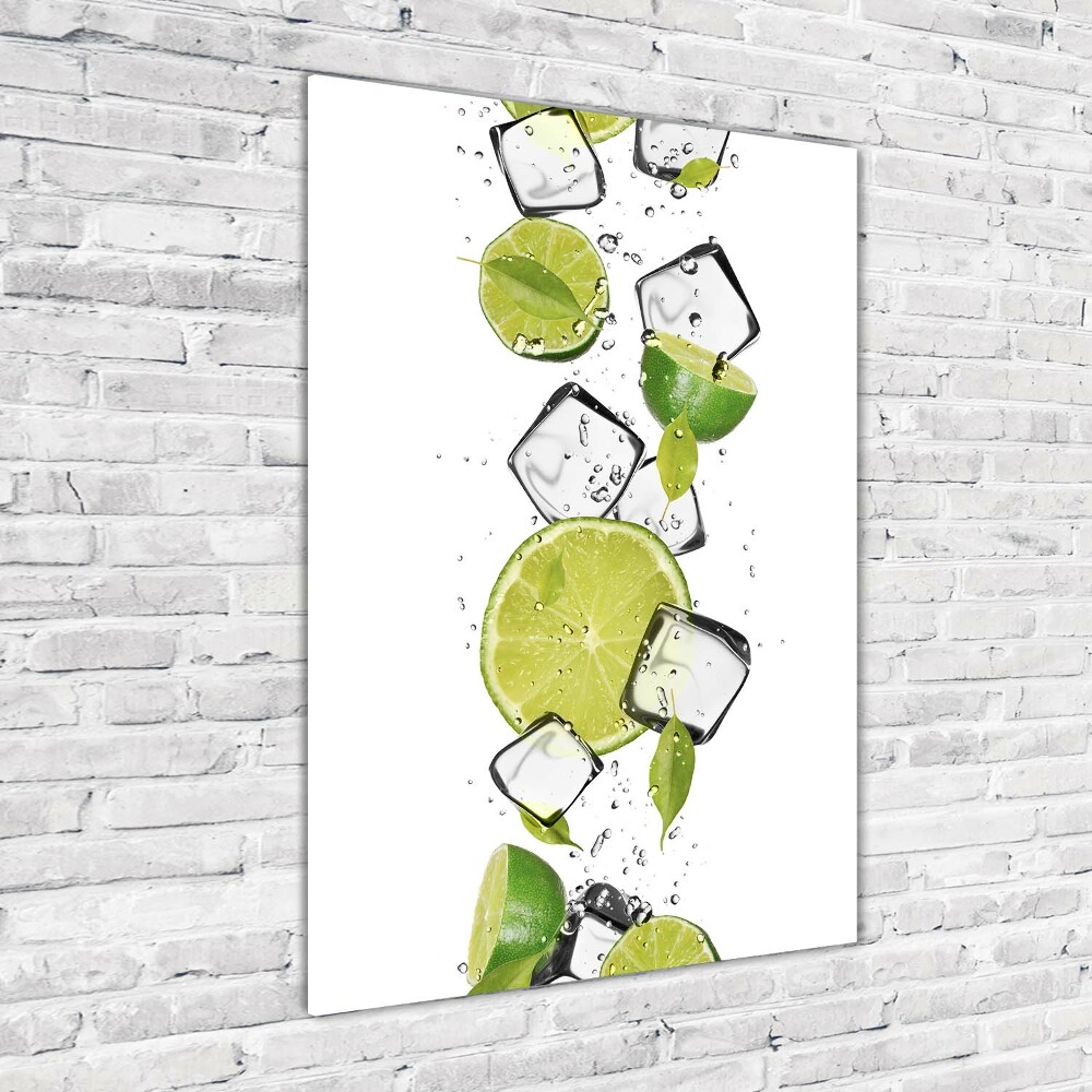 Tableau en verre Citron vert et glace