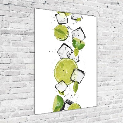 Tableau en verre Citron vert et glace