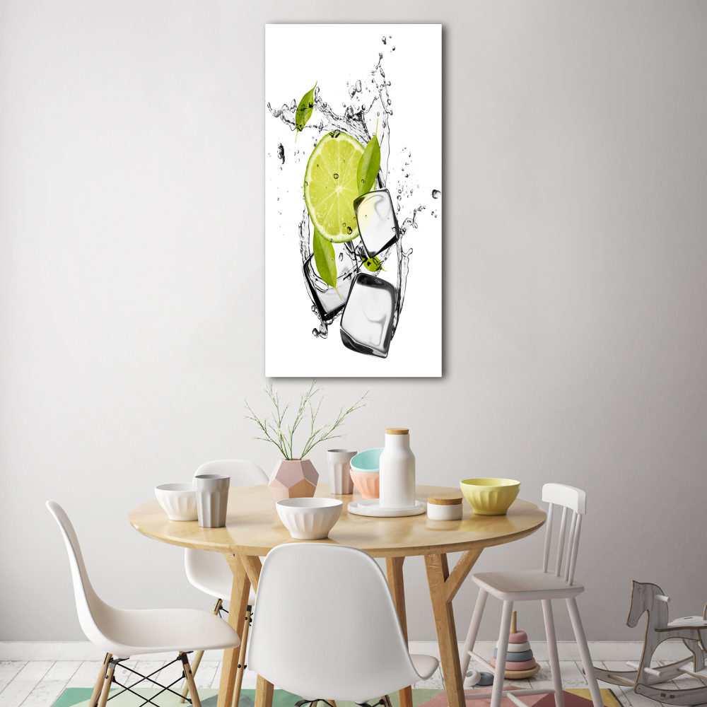 Tableau sur verre Citron vert et glace