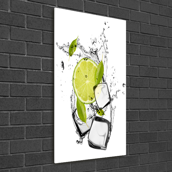 Tableau sur verre Citron vert et glace