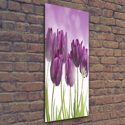 Tableau sur verre Tulipes violettes