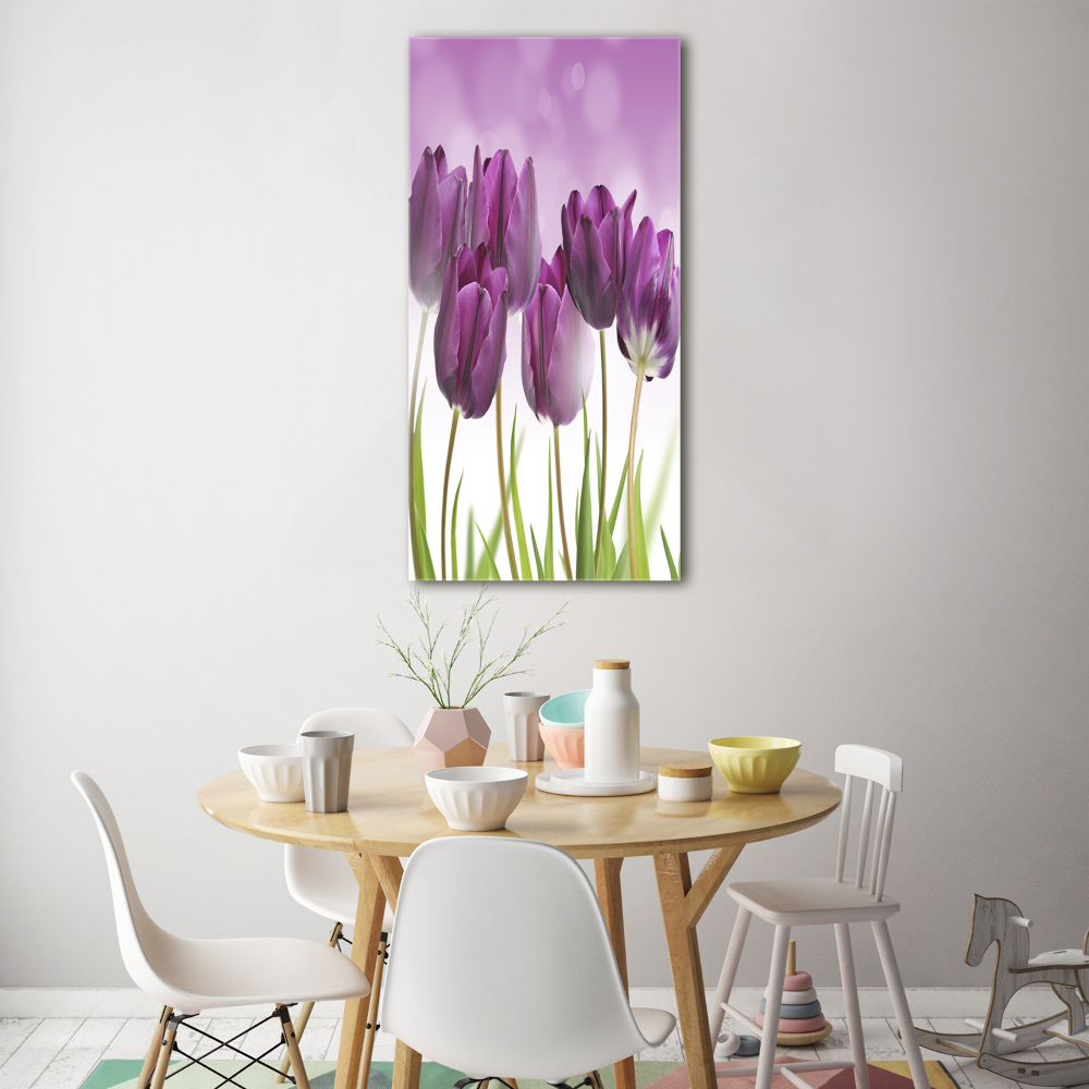 Tableau sur verre Tulipes violettes