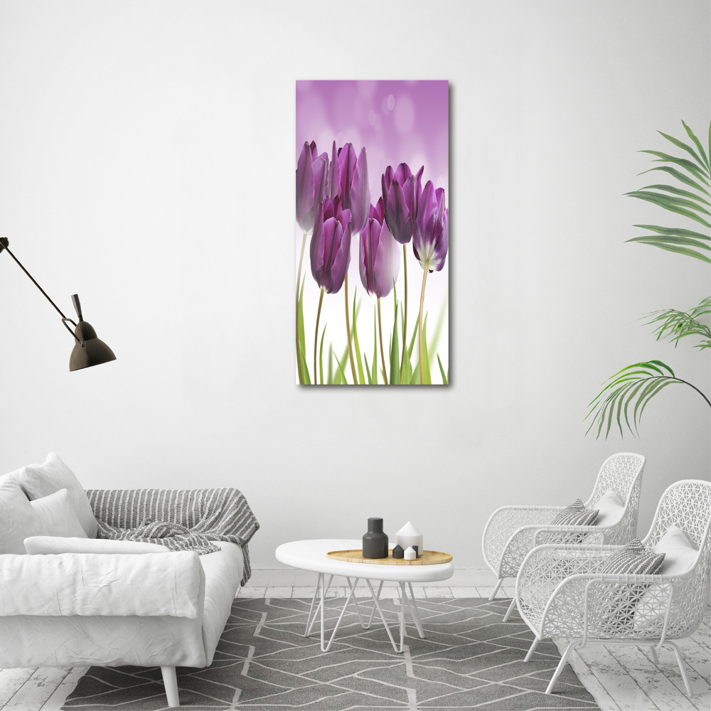 Tableau sur verre Tulipes violettes