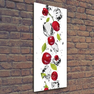 Tableau sur verre Cerises et eau